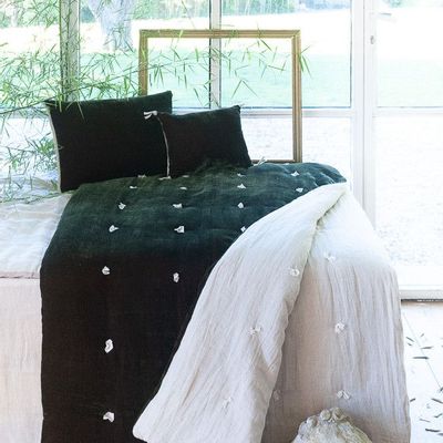 Bed linens - Fortuna Bout De Lit 90X200 Cm Olive Noire - EN FIL D'INDIENNE...