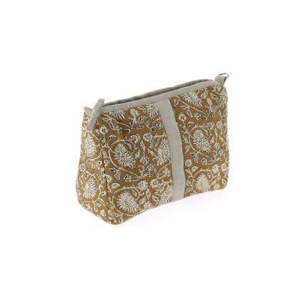 Coussins textile - INDIENNE Trousse de toilette 18X26X12 cm INDIENNE TABAC FEUILLE - EN FIL D'INDIENNE...