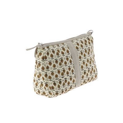 Coussins textile - INDIENNE Trousse de toilette 18X26X12 cm INDIENNE TABAC SEMIS - EN FIL D'INDIENNE...