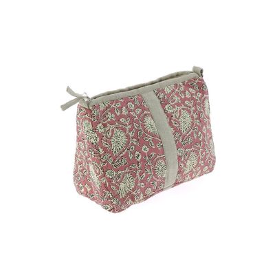 Coussins textile - INDIENNE Trousse de toilette 18X26X12 cm INDIENNE TERRACOTTA FEUILLE - EN FIL D'INDIENNE...