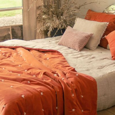 Linge de lit - LYRIC Dessus de lit 230x250 cm LYRIC AMBRE - EN FIL D'INDIENNE...