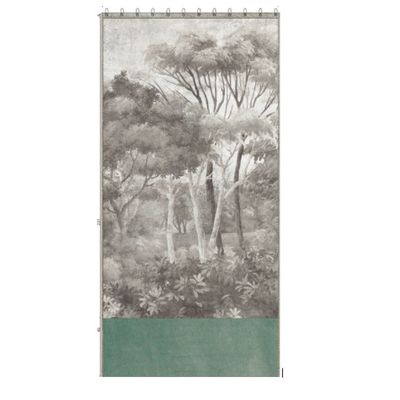 Rideaux et voilages - MANOSQUE rideau n°2 Duo en lin imprimé MONOCHROME Ananbô velours CELADON 140x280 - EN FIL D'INDIENNE...