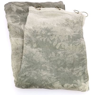 Bed linens - Manosque Ananbo Printed Monochrome Linen Voile Curtain 140X280 Cm Manosque Grisa - EN FIL D'INDIENNE...