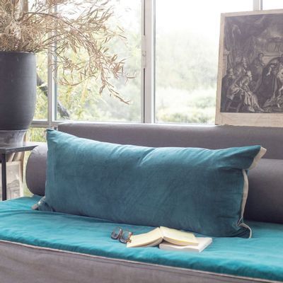 Coussins textile - MEDICIS coussin 45x100cm housse MEDICIS BLEU ORAGE - EN FIL D'INDIENNE...