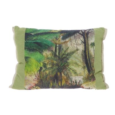 Fabric cushions - Orenoque Cushion Cover Printed Aanbo 40X55 Cm Orenoque Kaki - EN FIL D'INDIENNE...