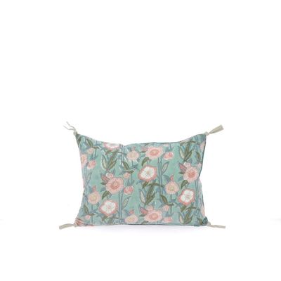 Coussins textile - PENSEE Eté Housse de coussin 25x35 cm PENSEES COTON CELADON - EN FIL D'INDIENNE...