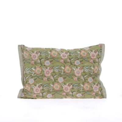 Coussins textile - PENSEE Eté Housse de coussin 35x50 cm PENSEES COTON KAKI - EN FIL D'INDIENNE...