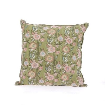 Coussins textile - PENSEE Eté Housse de coussin 45x45 cm PENSEES COTON KAKI - EN FIL D'INDIENNE...