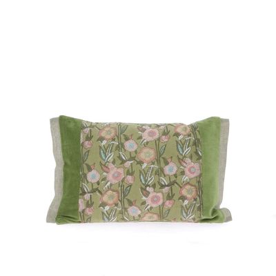 Fabric cushions - Pensee Velvet Cushion Cover 30X45 Cm Pensees Velours Avocat - EN FIL D'INDIENNE...