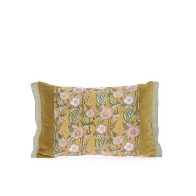 Fabric cushions - Pensee Velvet Cushion Cover 30X45 Cm Pensees Velours Tabac - EN FIL D'INDIENNE...