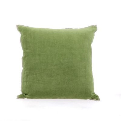 Fabric cushions - Pensee Velvet Cushion Cover 45X45 Cm Pensees Velours Avocat - EN FIL D'INDIENNE...