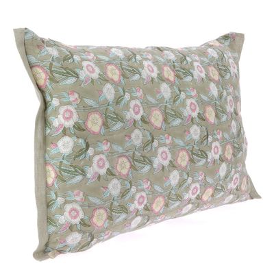 Fabric cushions - Pensee Velvet Cushion Cover 50X75 Cm Pensees Velours Beige - EN FIL D'INDIENNE...