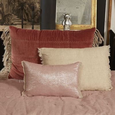 Coussins textile - PLATINE Housse de coussin 30X45 cm PLATINE POUDRE - EN FIL D'INDIENNE...
