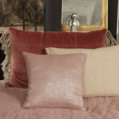 Fabric cushions - Platine Cushion Cover 45X45 Cm Platine Poudre - EN FIL D'INDIENNE...