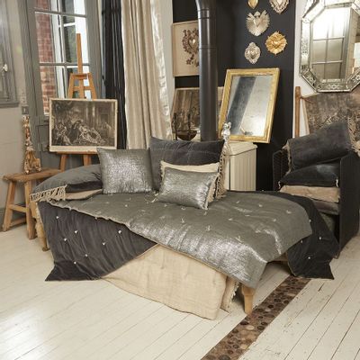 Linge de lit - PLATINE Bout de Lit 90x200 cm PLATINE MERCURE - EN FIL D'INDIENNE...