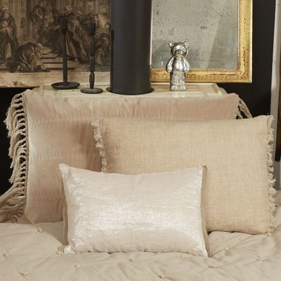 Fabric cushions - Platine Cushion Cover 30X45 Cm Platine Ecru - EN FIL D'INDIENNE...