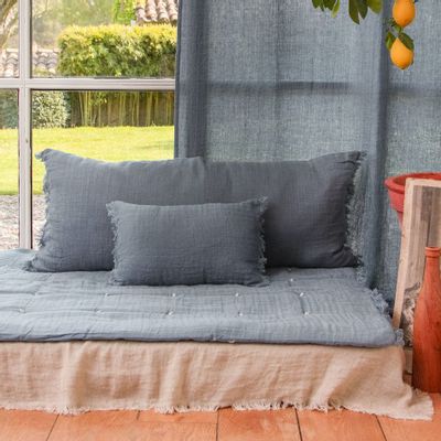 Fabric cushions - Etamine Cushion 30X45 Cm Etamine 2 Indigo - EN FIL D'INDIENNE...