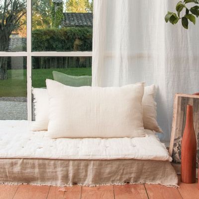 Fabric cushions - Etamine Cushion Cover 50X75 Cm Etamine 2 Blanc - EN FIL D'INDIENNE...