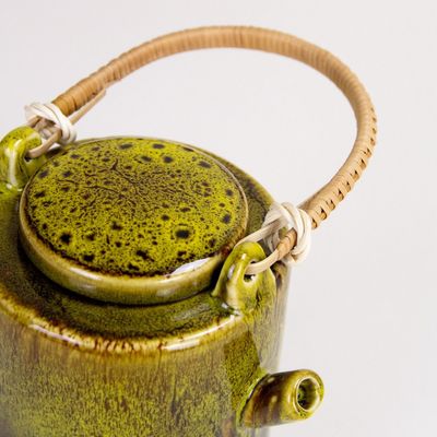Tea and coffee accessories - Hoa Bien teapot with rattan handle - L'INDOCHINEUR PARIS HANOI