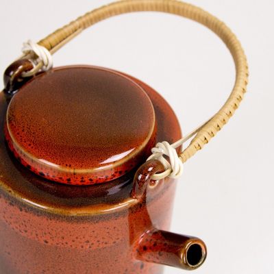 Accessoires thé et café - Théière Hoa Bien avec anse en rotin - L INDOCHINEUR X RIVÊT