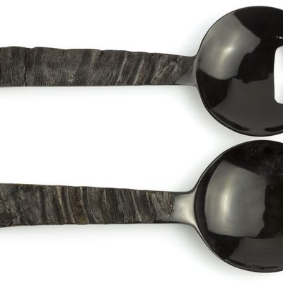 Kitchen utensils - Salad servers with raw horn handles - L INDOCHINEUR X RIVÊT