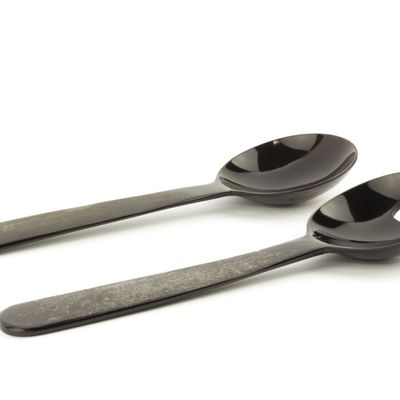 Kitchen utensils - Salad servers with raw horn handles - L INDOCHINEUR X RIVÊT