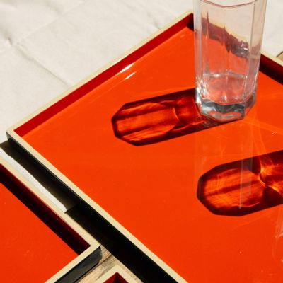 Plateaux - Set de 3 plateaux rectangulaire en bois et laque - L INDOCHINEUR X RIVÊT