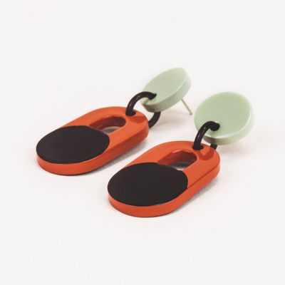 Jewelry - Ariane earrings in black horn and two-tone lacquer - L'INDOCHINEUR PARIS HANOI