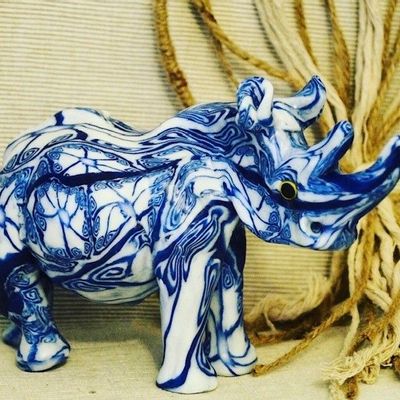 Objets de décoration - Blue Delph Rhinoceros Candle - EL PELICANO