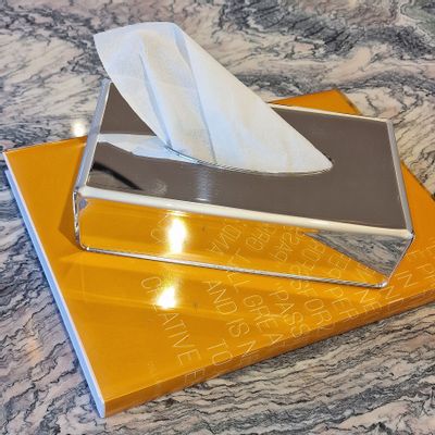 Decorative objects - BEE Square Silver Plexiglass Tissue Box - OPALESCENCE