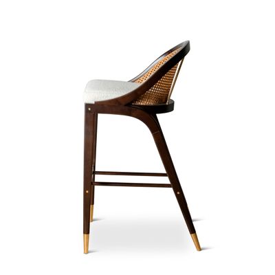 Stools for hospitalities & contracts - Wormley Bar Stool in Darkened Sikomoro and Brushed Brass Details - DUISTT