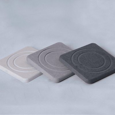 Mugs - Alba modern square black gray white insulated absorbent stone coaster - OSNA