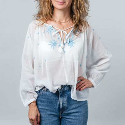 Apparel - Embroidered Floral Blouse - NEST FACTORY