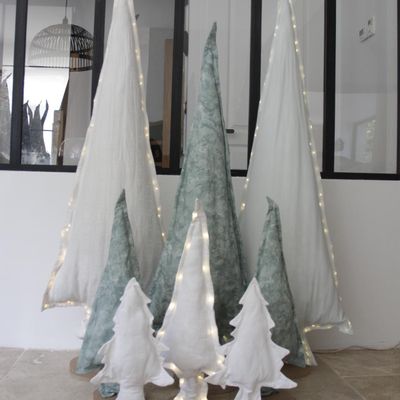 Other Christmas decorations - 130 cm Christmas tree - Upcycled fabric - LA FÉE L'A FAIT