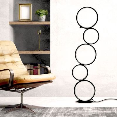 Objets de décoration - Modern lamp, several round, living room bedroom, floor lamp Rings, black - OUI SMART