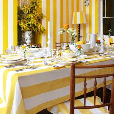 Table linen - STRIPE Linen Tablecloths & Napkins - SUMMERILL AND BISHOP