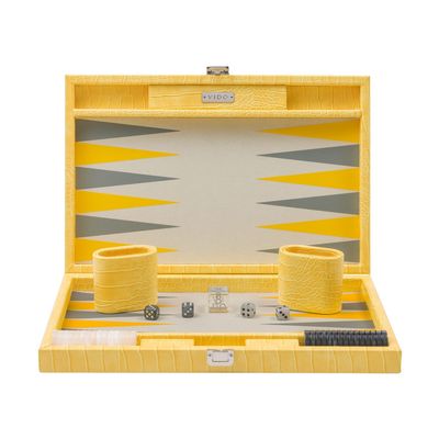 Leather goods - Backgammon Lemon - Vegan Alligator Leather - Medium - VIDO LUXURY BOARD GAMES