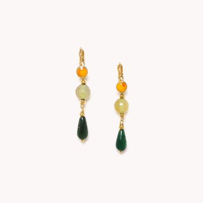 Jewelry - Jade drop french earrings - Agata Verde - NATURE BIJOUX