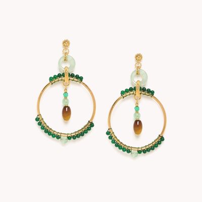 Jewelry - Gipsy post earrings - Agata Verde - NATURE BIJOUX