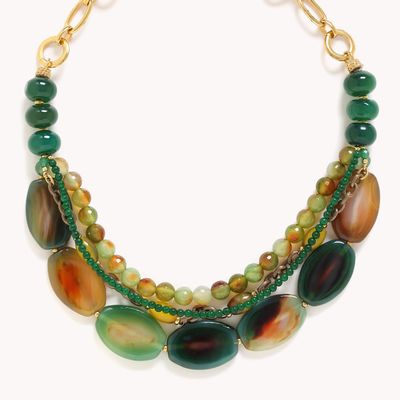 Jewelry - 4 rows plastron necklace - Agata Verde - NATURE BIJOUX