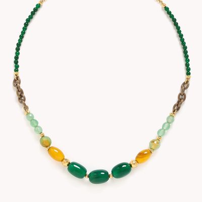 Jewelry - Thin short necklace green - Agata Verde - NATURE BIJOUX