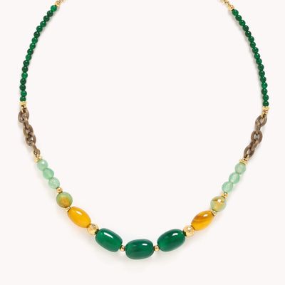 Bijoux - Collier court fin - Agata Verde - NATURE BIJOUX