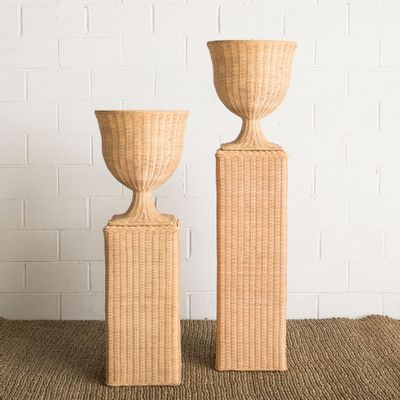 Vases - Rattan Pedestal Vase ATENEA - MAHE HOMEWARE
