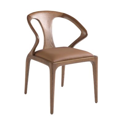 Chairs - Brown leatherette and walnut chair - ANGEL CERDÁ