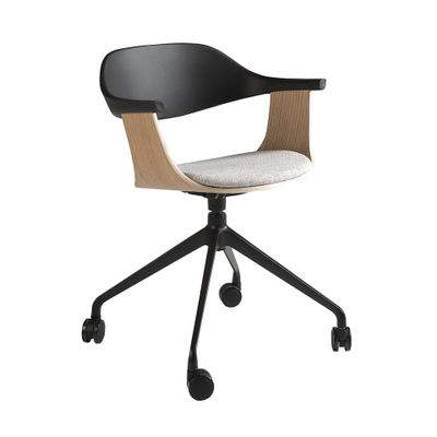 Mobilier et rangements pour bureau - Chaise de bureau pivotante en tissu gris clair et pvc noir - ANGEL CERDÁ