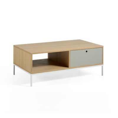 Coffee tables - Rectangular coffee table oak and white steel - ANGEL CERDÁ