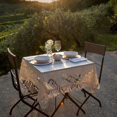 Garden textiles - vinyl tablecloths with lace - FIORIRA UN GIARDINO SRL