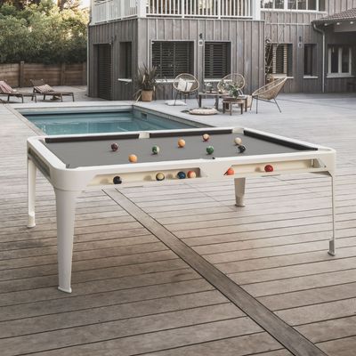 Card tables - Hyphen Outdoor Pool Table - White / Dark Grey Cloth - CORNILLEAU