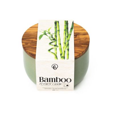Candles - Bamboo Scent Candle in Green Ceramic Jar - BAYU