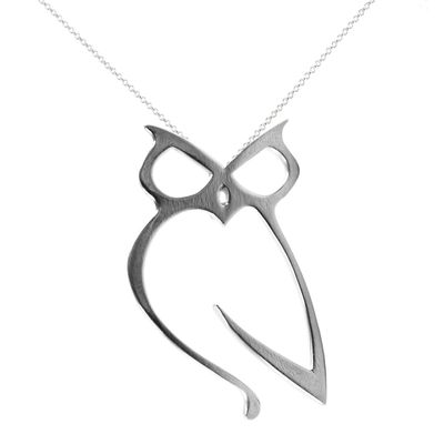 Jewelry - Owl handmade silver pendant. Elegant, minimalist necklace. Ancient greek symbol. - MATTER.